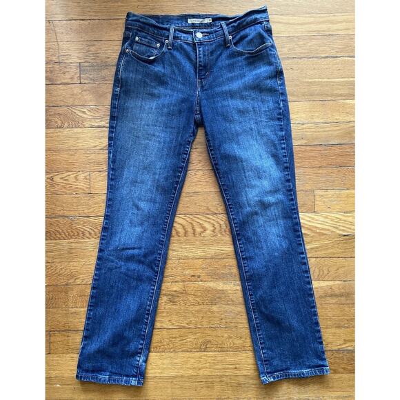 LEVI’S 505 Straight Distressed Mid-Rise Blue Jeans sz 4 - Picture 1 of 7